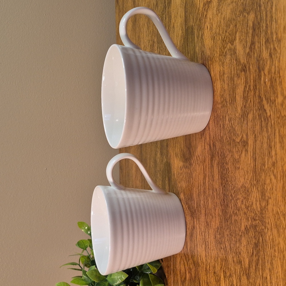 ROYAL DOULTON GORDON RAMSAY 'Maze' White Stoneware Mugs, Set of 2